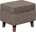 FAGAGA Storage Ottoman with Adjustable Cover, Soft Step Stool, Footrest and Seat, Ottoman Foot Rest for Living Room, Bedroom, Dorm, Brown