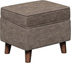 FAGAGA Storage Ottoman with Adjustable Cover, Soft Step Stool, Footrest and Seat, Ottoman Foot Rest for Living Room, Bedroom, Dorm, Brown