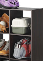 Whitmor 12 Cube Bookcase, 4 Tier Stackable MDF Bookself, Open Storage Display Organizer, Storage Cabinet for Living Room, Bedroom, Home, Office, 35.1" L x 11.7" W x 47.5" H, Espresso