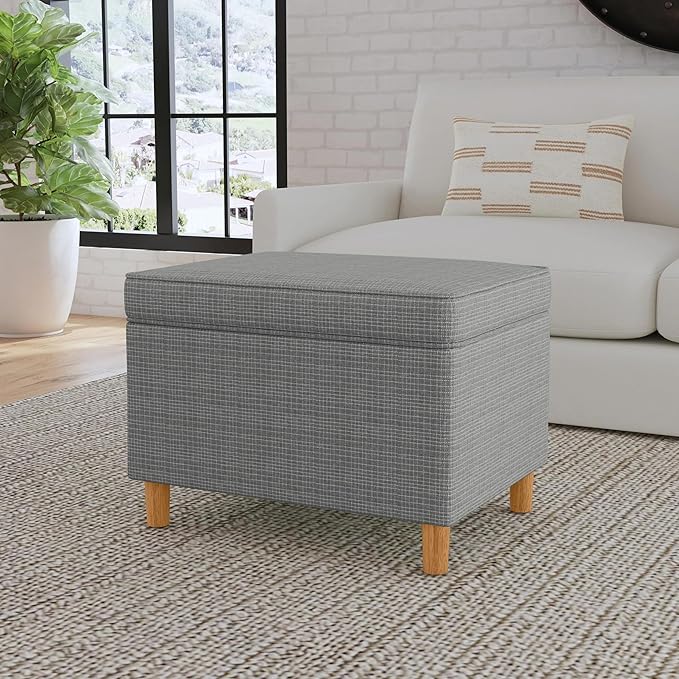 Spatial Order Home Decor | Dinah Collection Modern Storage Ottoman | Ottoman with Storage for Living Room & Bedroom(Sage Mini Grid Pattern)