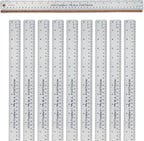Breman Precision Metal Ruler 18 Inch Cork Back – 10 Pk Stainless Steel Straight Edge, Flexible Non-Slip Metal Ruler with Cork Backing – Imperial & Metric for Crafting, School, Workshop & Home Use