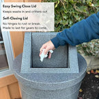 Sturdy Essentials 42 Gallon Round Slatted 100% Recycled Plastic Indoor or Outdoor Commercial Trash Can with Easy Access Swing Top Lid | Great for Schools and Businesses - Blue