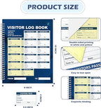 3 Pack of 1500 Visitor Badges Registry Log with Carbonless Copy 2-Part Letter Size Visitor Log Book Spiral-Bound Self Visitor Badges Guest Register Book for Business or School (3)