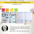 Life Planner - Undated Weekly & Monthly Planner, 12-Month Journey to Increase Productivity | Gratitude Journal, Life Organizer & Goal Journal | Include Foldable Vision Board, Habit Tracker & Stickers