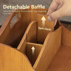 Pine Wood Mail Organizer For Desk - Rustic Mail Sorter With Drawer & Dividers 4-Slot Letter Sorter For File And Jewelry - Wooden Letter Holder For Desk Organization & Home Office Decor (Yellow)