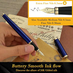 BEILUNER Blue Fountain Pen,Stunning Luxury Pens with 24K Gold Accents, Gorgeous 24K Gilded Nib(Extra Fine), Fancy Pen Gift for Men&Women -Ink Converter-Elegant, Reliable,Graduation Presents, Nice Pen
