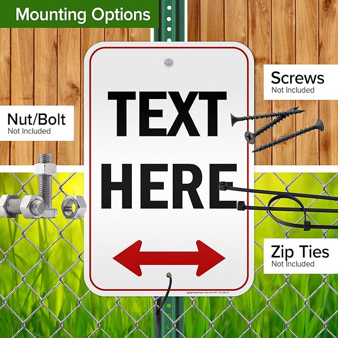 Custom Arrow,Custom Directional Sign, Two Way Arrow,12x18 Inches, 3M EGP Reflective, Rust Free .063 Aluminum, Fade Resistant, Made in USA by My Sign Center