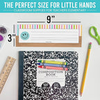 Desk Name Tags for Classroom -25 Student Name Plates for Classroom Kindergarten, Preschool, 1st, 2nd & 3rd Grade, 9x3 Teacher Nameplates for Student Desks & Cubbies, Smiley Nametags