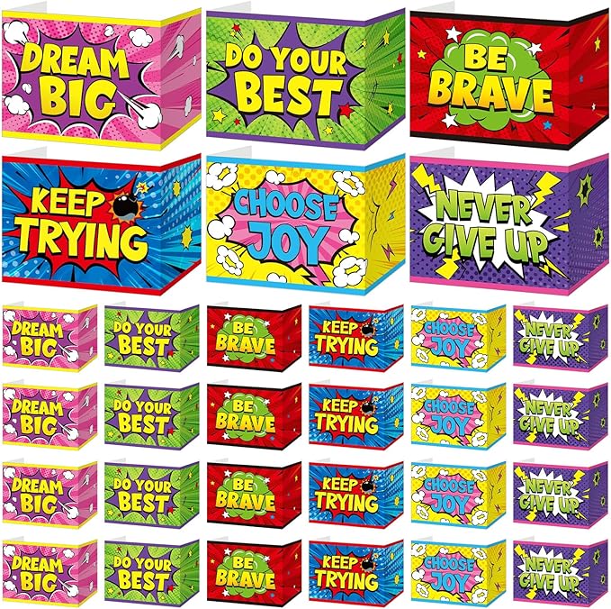 Affrolling 24 Pcs Inspirational Privacy Folders Bulk for Students Cardboard Privacy Boards Desk Divider Panel Waterproof Testing Divider for Classroom Back to School Study Supplies (Hero)