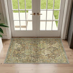 GENIMO Area Rug 2x3 Doormat, Machine Washable Low Pile Rugs, Small Retro Chenille Entryway Mat for Entrance, Hallway, Kitchen and Corridor, Bronze Olive