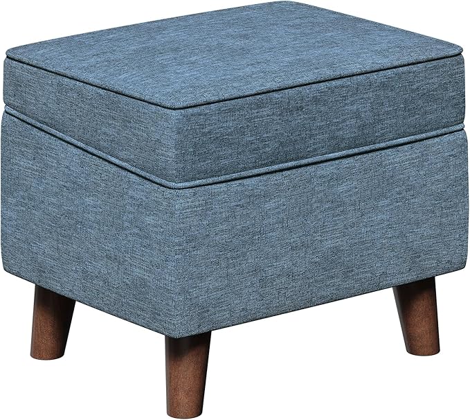 FAGAGA Foot Rest with Adjustable Cover, Storage Ottoman Dorm, Footstool and Sitting Stool, Ottoman Foot Stools for Living Room, Bedroom, Dorm, Blue