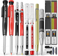 STAGEEK 17 Pack Carpenter Pencil Set with Sharpener, Mechanical Carpenter Pencils with 60 Refills, Deep Hole Long-Nib Marker Pens, Carbide Scribe Tool & Construction Pencils for Architect with Case