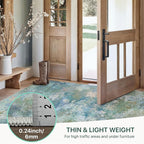 GENIMO Washable Rugs 4x6 Area Rugs for Living Room Bedroom, Modern Lightweight Rug Ultra Soft Indoor Area Rugs 4x6 for Dining Room, Low Pile Carpet with Non Slip Backing, Blue Green