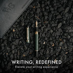 Wordsworth & Black Primori Fountain Pen Set [Green Gold]; Medium Nib, Gift Case, 24 Ink Cartridges, Refill Converter, Manual; Journaling, Calligraphy, Smooth Writing Pens; Left and Right Handed