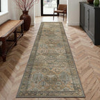 GENIMO 3x8 Runner Rugs for Hallway, Machine Washable Non Slip Vintage Rugs, Low Pile Lightweight Soft Print Rug for enrtyway, Corridor, Home Office, Kitchen, Warm Taupe