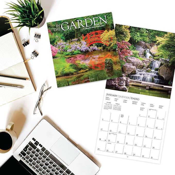 Graphique 2026 In the Garden Wall Calendar | 12” x 12” | Thick Paper | Home & Office Organizer | Large Monthly Grid | 3 Languages & Marked Holidays | 4 Month Preview Page for 2027