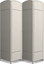 Sorbus 4 Panel Room Divider 6 ft. Tall - Privacy Screen, Extra Wide Double Hinged Panels, Mesh Hand-Woven Design, Partition Room Dividers and Folding Privacy Screens, Wall Divider for Room Separation