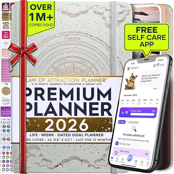 Law of Attraction Planner 2026 Deluxe with Productivity App | Weekly & Monthly Goal-Setting Planner, Life & Gratitude Journal | Include Foldable Vision Board, Gift Box & Stickers