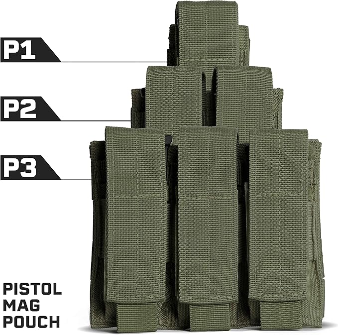 Tacticon P1 P2 P3 BattlePouch | Universal Pistol Mag Pouch | Combat Veteran Owned Company | Molle Single Double Triple Pistol Magazine Holster for Ammo | Tactical Bag Accessories Holder