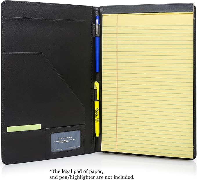 Legal Size Padfolio, 8.5 x 14 Inch Portfolio Folder for Legal Pad, Professional Padfolio for Job Interviews, Business Meetings, and Attorneys