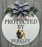 Wood front door sign Wood sign Home decor Welcome sign Sign for front door House warming gift Wedding gift (Dog photo, 18" Width)