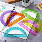 EBOOT 24 Pack Plastic Protractors Math Protractor 180 Degrees 6 Inch (Multi Colors)