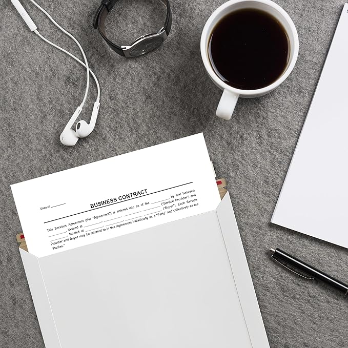 Rigid Mailers 9.25 x 11.75 Inch – 50 Pack White Self Seal Stay Flat Cardboard Envelopes – No Bend Mailing Envelopes for Photos, Documents, Certificates, Books, Magazines & Art Prints