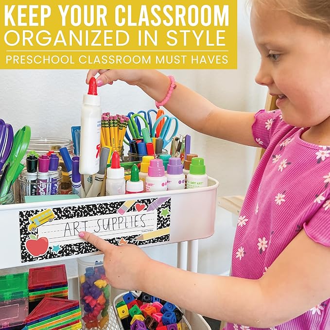 Hadley Designs Desk Name Tags For Classroom -25 Student Name Plates For Classroom Kindergarten, Preschool, 1st, 2nd & 3rd Grade, 9x3 Teacher Nameplates For Student Desks & Cubbies, Apple Nametags