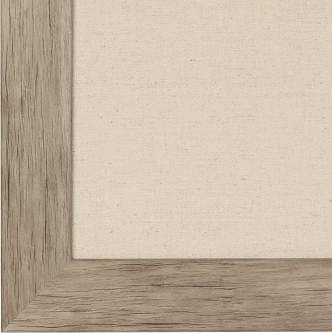DesignOvation Beatrice Framed Linen Fabric Pinboard, 13x23, Rustic Brown