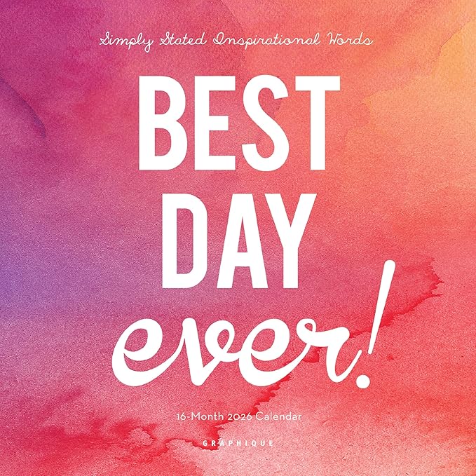 Graphique 2026 Best Day Ever Mini Wall Calendar | 7” x 7” | Thick Paper | Home & Office Organizer | Large Monthly Grid | 3 Languages & Marked Holidays | 4 Month Preview Page for 2027
