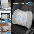 Lofty Aim Memory Foam Lumbar Support Cushion Relieves Lower Back Pain for Car, Office Chair, and Wheelchair Use, 4D Mesh Cover, Gray