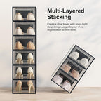 SEE SRPING XX-Large Shoe Storage Box Fit Size 14, Clear Plastic Stackable Shoe Organizer for Closet, Shoe Rack Sneaker Containers Bins Holders, Drawer Organize Unit, 12 Pack Black