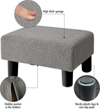 BRIAN & DANY Small Foot Stool Ottoman, Footstool with Legs, Teddy Velvet Foot Rest for Living Room, Bedroom and Office, Grey