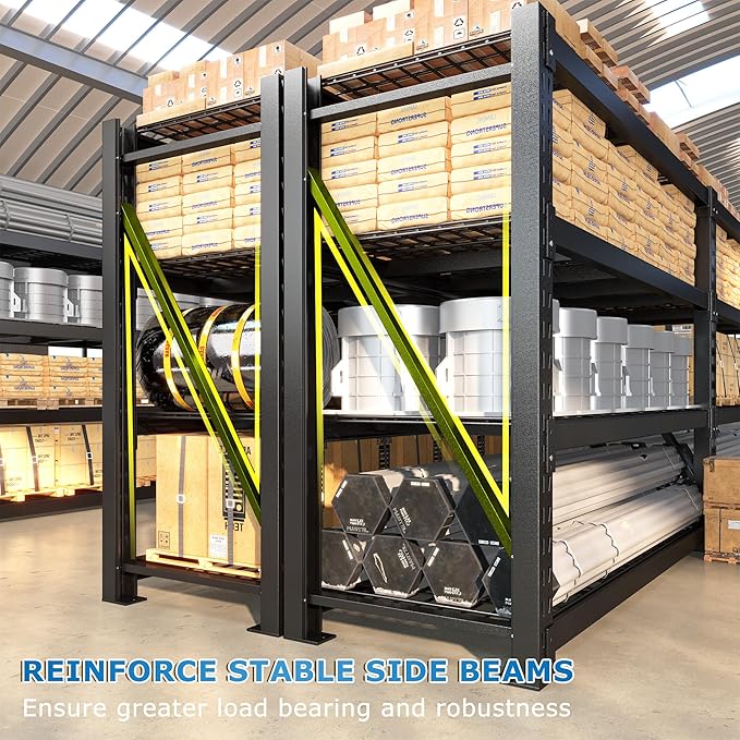 Bepatio 11000LBS Garage Shelving Heavy Duty Storage Shelves Adjustable 4-Tier Metal Shelving Uints Heavy Duty Industrial Shelves for Garage, Warehouse Basement Storage Room 24" D × 60" W × 72" H