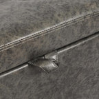 Adeco Small Faux Leather Storage Ottoman Bench with Wood Legs, 15.2" Square Mixed Grey PU Cube Foot Stool, Upholstered Button Tufted Vanity Chair with Hinged Lid for Living Room, Bedroom, Dorm