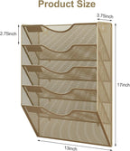 EasyPAG 5 Pocket Mesh Wall File Organizer, Hanging Paper Folder Holder with Classify Label, Vertical Wall Mount Mail Organizer for Office Home Classroom, Gold