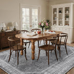 GENIMO 5x7 Area Rugs for Living Room, Machine Washable Non Slip Rugs, Low Pile Lightweight Print Rug for Bedroom, Dining Room, Home Office, Vintage Grey
