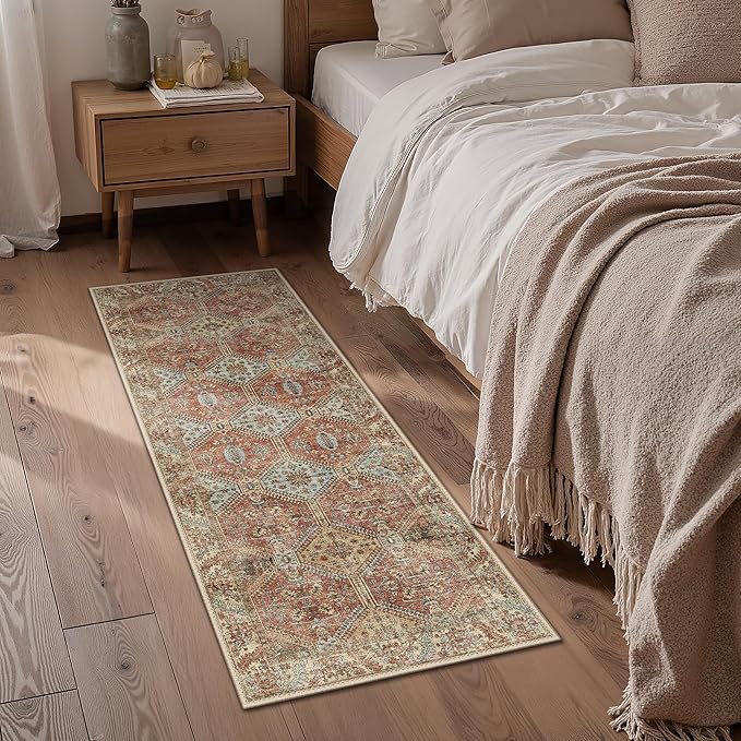 GENIMO Runner Rug 2x5 Non Slip Machine Washable Hallway Runner Rug, Low Pile Lightweight Rugs for Entryway, Hallway, Kitchen and Corridor, Vintage Brick Red