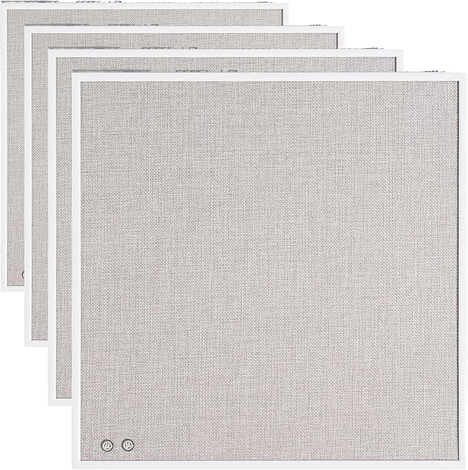U Brands Farmhouse Linen Bulletin Board, 14" x 14", White Metal Frame, Industrial Grade Pinning Surface (Pack of 4)