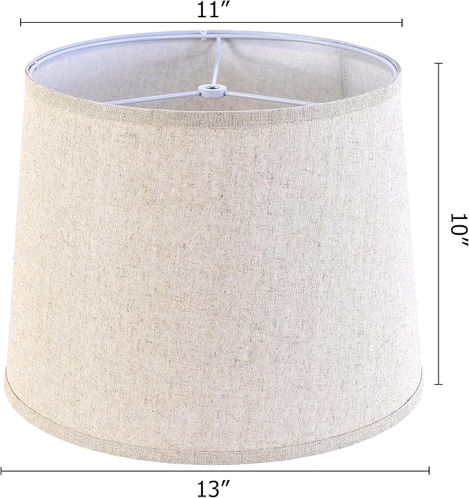 Beige Fabric Lamp Shade Set of 2 Medium Lamp Shades-11"×13"×10" Inch, Lampshades fit with Spider for Table Lamps, Floor Replacement, Modern Farmhouse Lamp Shade,Required Assembly