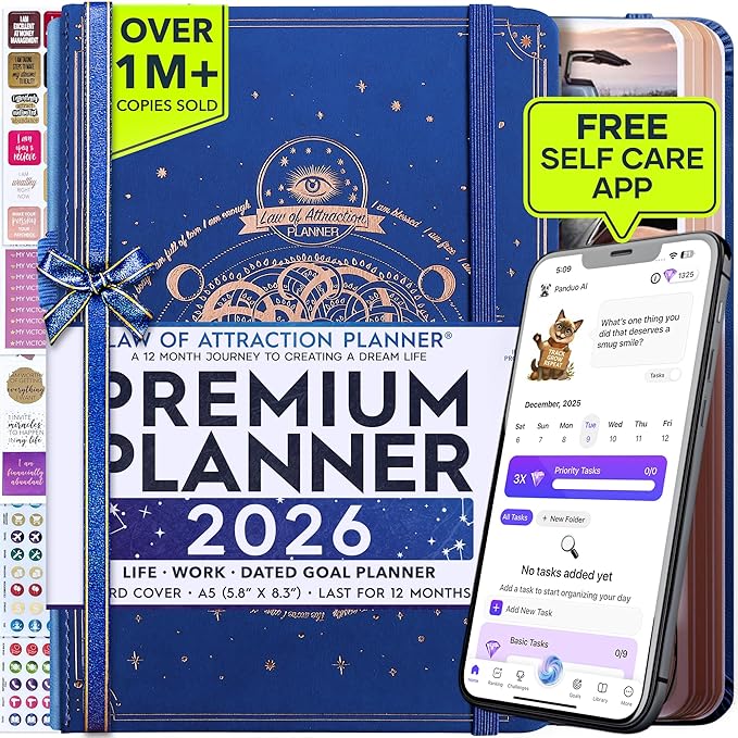 Law of Attraction Planner 2026 Deluxe with Productivity App | Weekly & Monthly Goal-Setting Planner, Life & Gratitude Journal | Include Foldable Vision Board, Gift Box & Stickers