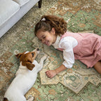 GENIMO 2x5 Runner Rugs for Hallway, Machine Washable Non Slip Vintage Rugs, Low Pile Lightweight Soft Print Rug for enrtyway, Corridor, Home, Office, Kitchen, Muted Green Brown