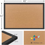 Yunihome Cork Bulletin Board, 48x36 Inches Hanging Cork Board Wooden Framed with Pins for Wall, Dorm Room, Office, Home Decor – Natural Cork & Black Frame