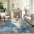 GENIMO Washable Area Rugs for Living Room, 10x12 Modern Non Slip Rugs, Low Pile Lightweight Soft Print Rug for Bedroom, Dining Room, Home Office, Washed Slate Blue