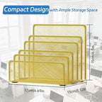 ReePlan Mail Organizer Countertop with 5 Slot, Metal Mail Holder for Desk, File Holder Letter Sorter for Envelope, Bill and Document (Gold)