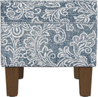 Spatial Order Home Decor | Dinah Collection Modern Storage Ottoman | Ottoman with Storage for Living Room & Bedroom(Blue Denim Jacobean Print)