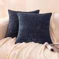 Amazon Basics Chenille Throw Pillow Covers, Home Decor Cushion Cover for Bedroom Living Room Couch Bed, 16" W × 16" L, Navy Blue