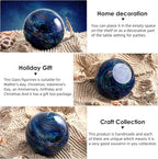 Hand Blown Glass Figurines Ball Ocean Waves,Office Paperweight Glass for Desk,Home Decor Collectible,Aquarium Decor,Office Decor Ocean Lovers (Planet)