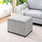 Joveco 24" Linen Storage Ottoman Bench, Rectangle Foot Rest Stool for Living Room, Bedroom, Entryway, Linen Gray
