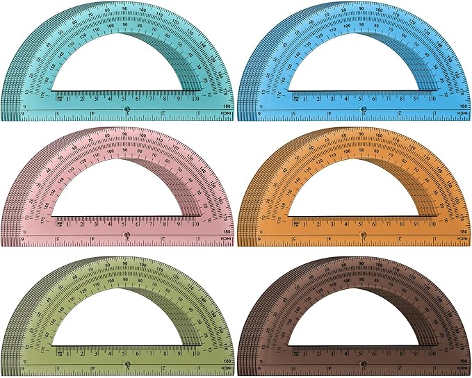Sayglossy 36 Pcs of Colorful Plastic Protractors 180 Degrees 6 Inches Mathematical Protractor Translucent Geometric for Learn Office Measurement Drawing
